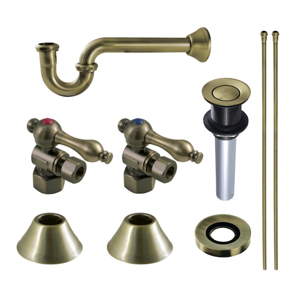 Kingston Brass CC43103VKB30 Plumbing Sink Trim Kit with P-Trap and Drain, Antique Brass CC43103VKB30 - main